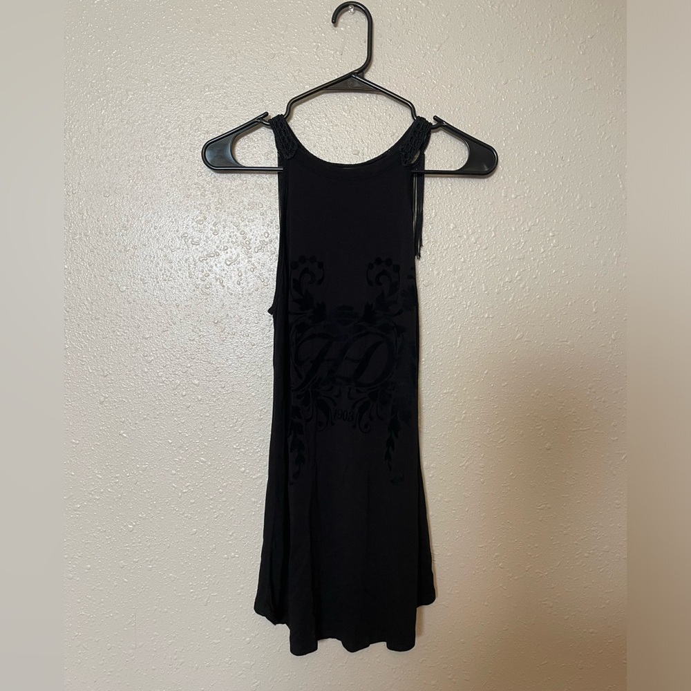 Harley Davidson Women’s Medium Tunic Halter Velvet HD1903 Fringe Crochet